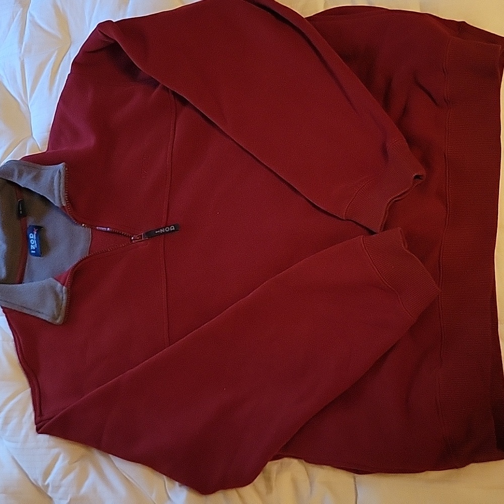 Izod Maroon and Gray Fleece Pullover Sweater
